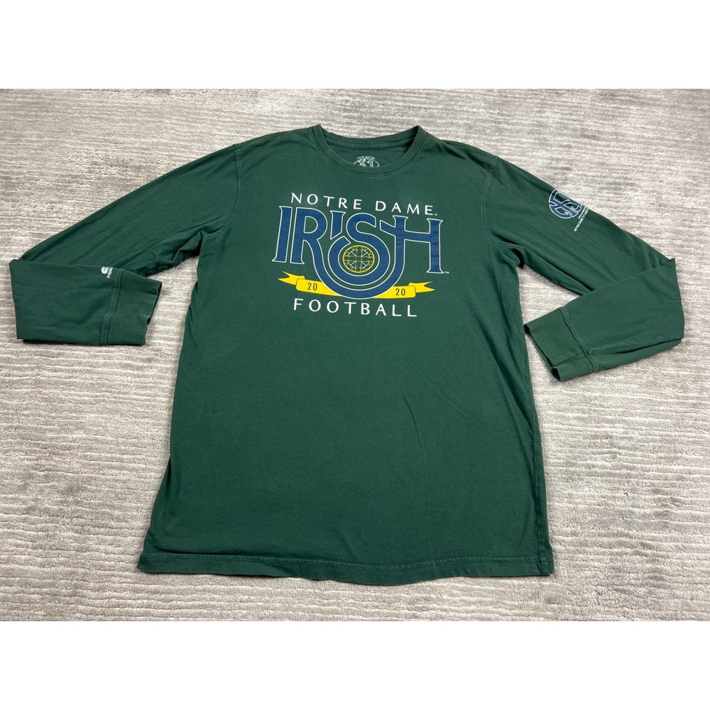 The Shirt Notre Dame Football Men Large Green 2020 Irish Long Sleeve Graphic Tee